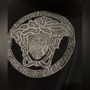 Versace Velvet Hoodie With Leather Medusa Head With Greca